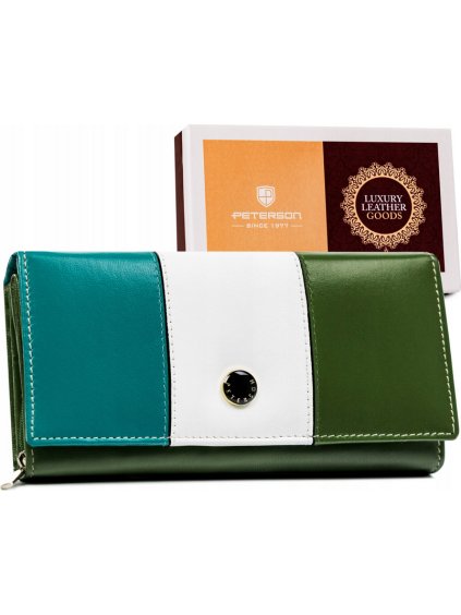 Peterson nagy fehér-zöld-kék pénztárca Y329