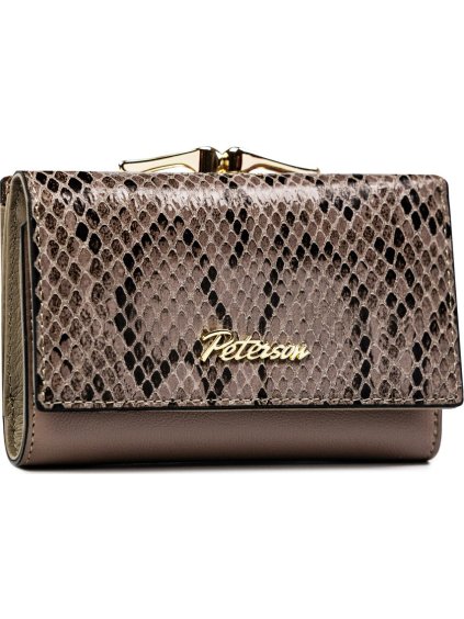 Peterson Szürke közepes bőr pénztárca kígyó mintával Y253