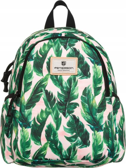 Peterson fehér-zöld városi hátizsák levél mintával