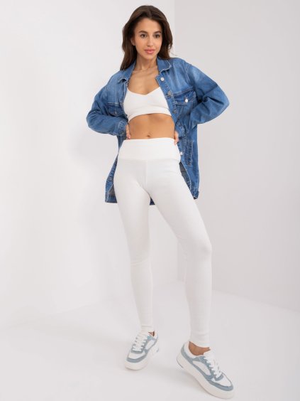 Fehér bordázott leggings