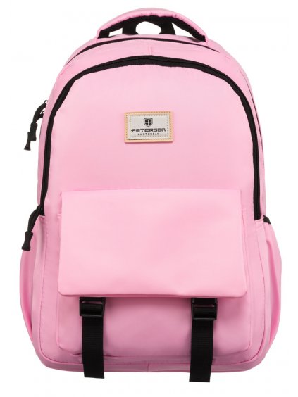 Peterson rózsaszín textil hátizsák zsebbel