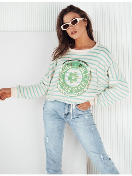 Bézs-zöld csíkos pulóver CANFIER