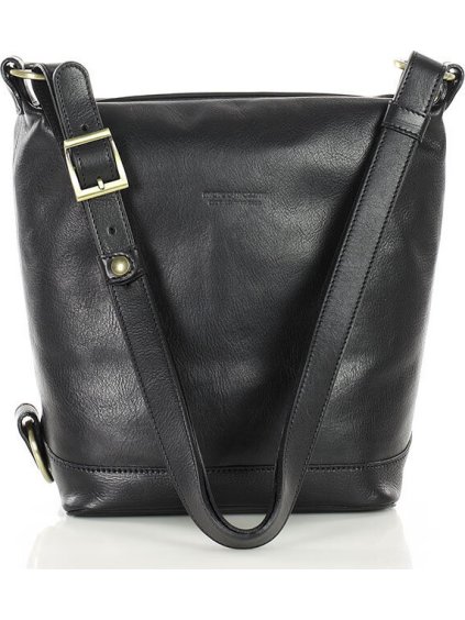 MARCO MAZZINI fekete bőr válltáska