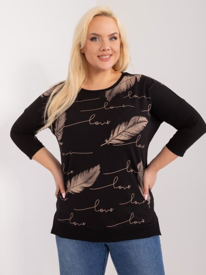 Fekete blúz tollal LOVE felirattal