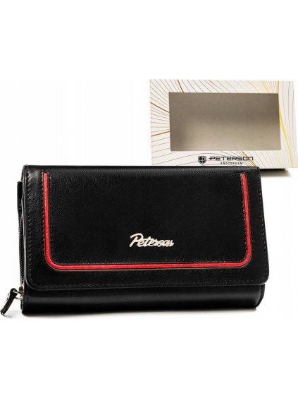 Peterson fekete nagy bőr pénztárca Y616