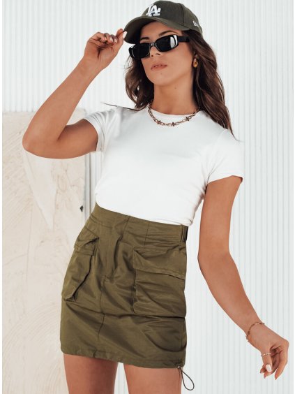 Khaki mini szoknya zsebekkel QUILLA (Méret S/M)