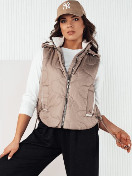 Sötét bézs steppelt mellény TREOS