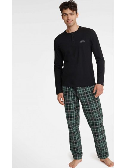 Fekete-zöld kockás férfi pizsama