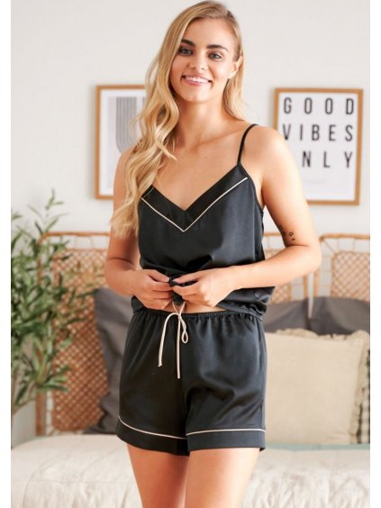 Doctor Nap fekete szatén pántos felső