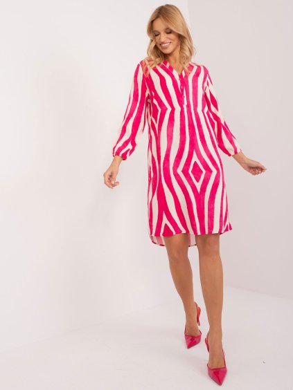 Sötét rózsaszín mintás miniruha