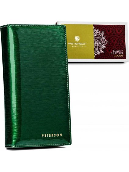 Peterson Sötétzöld elegáns lakkozott bőr pénztárca Y633