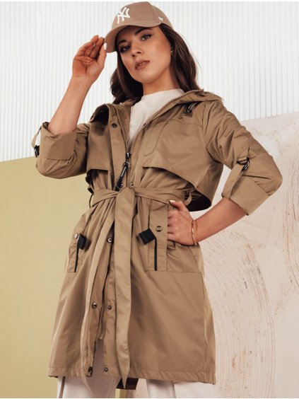 Sötétbézs stílusos parka övvel NOLES