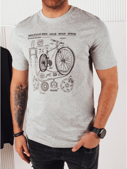 Szürke pamut póló nyomtatással