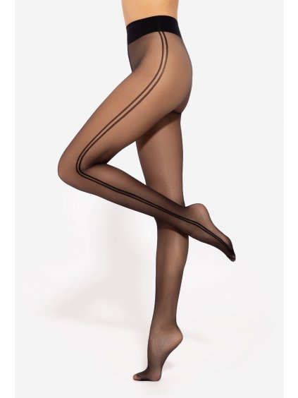 Fekete szilonharisnya oldalsó csíkkal Gatta Flow wz.03 20 den (Méret L, Barva fekete)