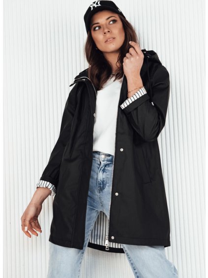 Fekete átmeneti kabát hosszabb szabással KELION