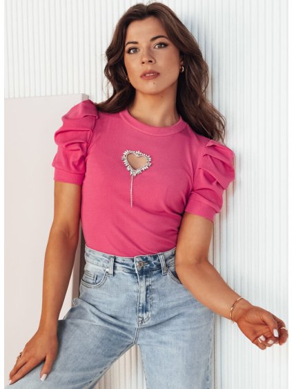 Rózsaszín póló fodros ujjakkal LERRIS