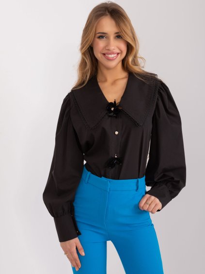 Fekete ing díszgallérral