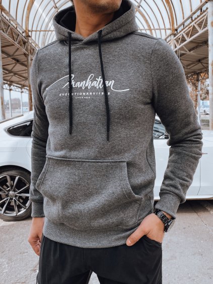 Sötétszürke férfi pulóver felirattal