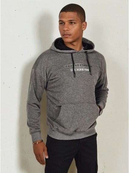 Sötétszürke férfi pulóver felirattal