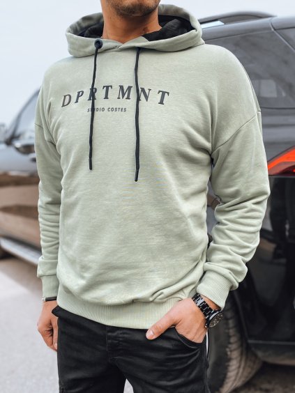 Olivazöld férfi pulóver nyomtatással