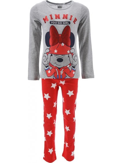 Szürke-piros Minnie Mouse lány pizsama