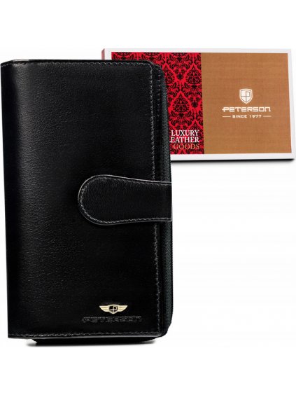 Peterson Fekete nagy női pénztárca cipzárral és patenttal Y427