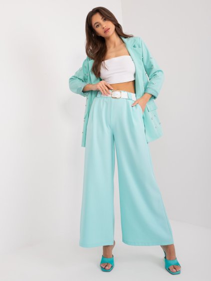 Mentazöld széles nadrág övvel