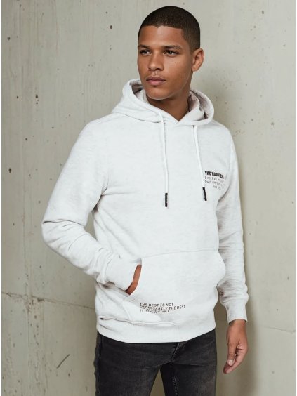 Világosszürke kapucnis pulóver