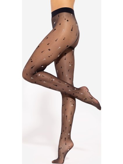 Fekete mintás szilonharisnya Gatta Pixi wz.01 20 den