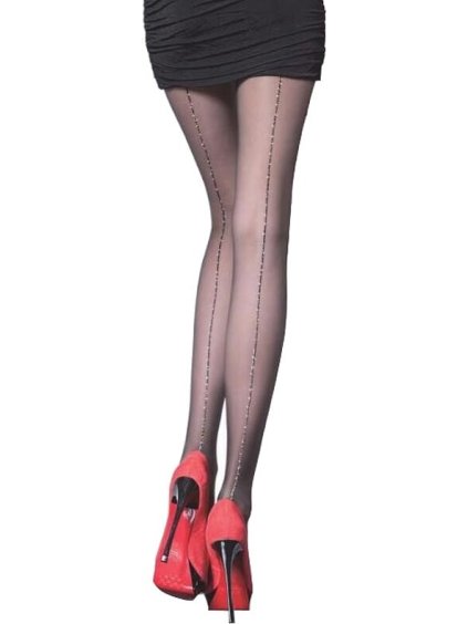 Fekete szilonharisnya fényes varrással Fiore Gina Lurex 5132 20 den