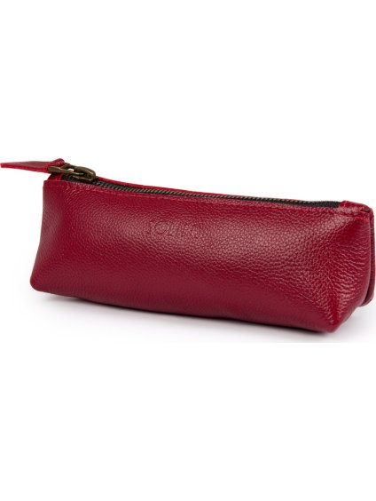 SOLIER Piros bőr tolltartó