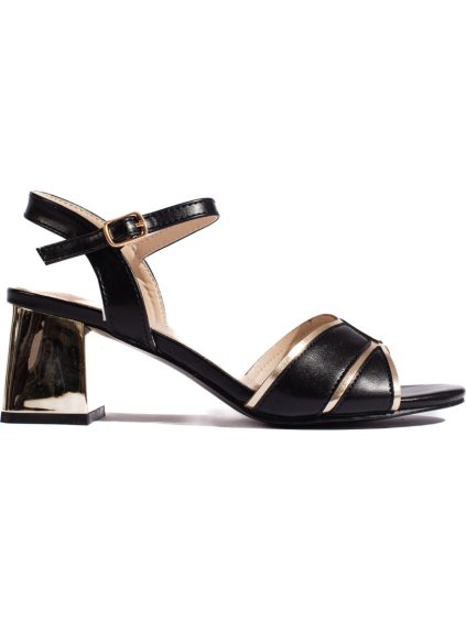 Fekete és arany magassarkú szandál