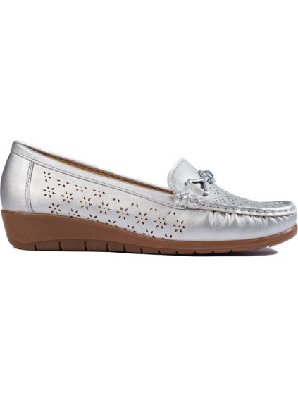 Ezüst mokaszin alacsony platformon