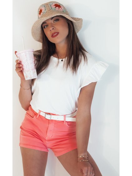 Narancssárga-rózsaszín farmer rövidnadrág GLAMWEAR