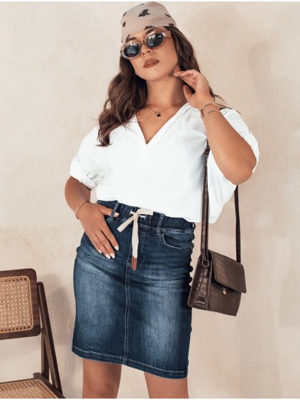 Sötétkék farmerszoknya húzózsinóros derékkal DENIMFIT