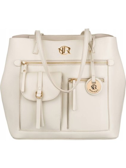 Rovicky krémszínű shopper kézitáska zsebekkel