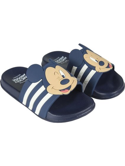 Sötétkék Mickey Mouse Boys csíkos papucs