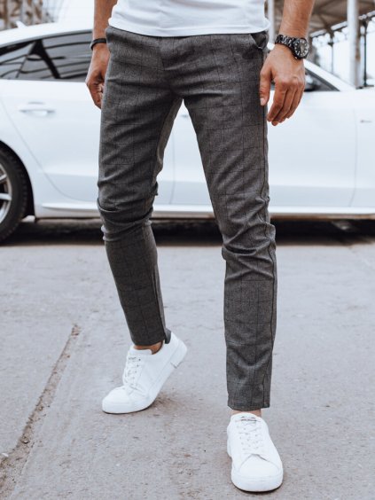 Sötétszürke lezser kockás nadrág