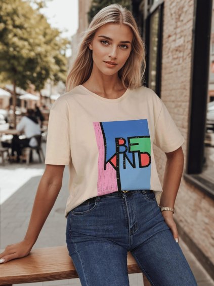 Őszibarack színű póló nyomattal KINDBE