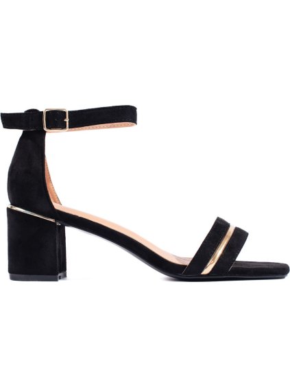 Fekete velúr blokksarkú szandál
