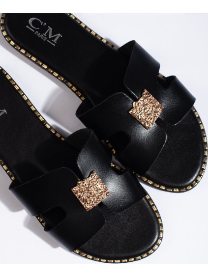 Fekete lapos női papucs