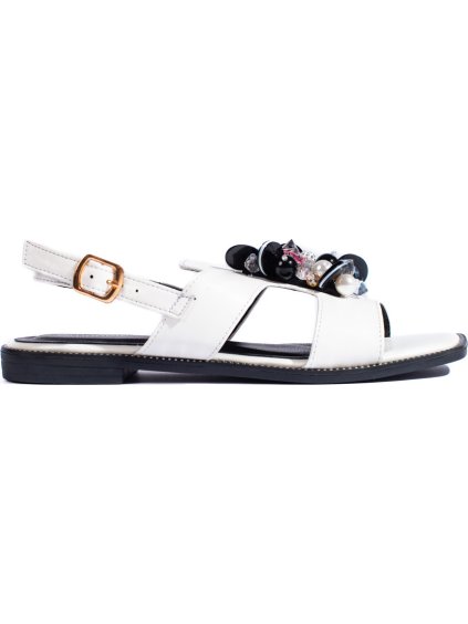 Fehér női szandál strasszokkal