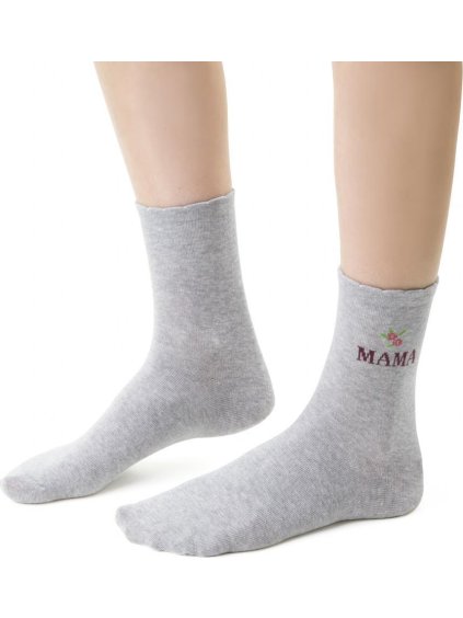 (Méret 35/37) Világosszürke magas zokni Mama