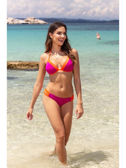 Fukszia-narancssárga bikini alacsony szabású bugyival Casablanca