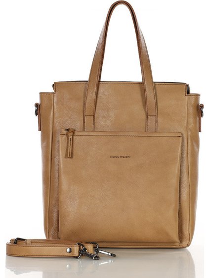 MARCO MAZZINI bézs színű bőr shopper táska