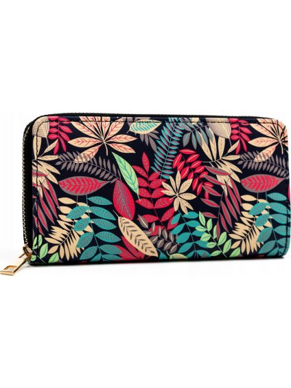 Fekete-rózsaszín mintás pénztárca  N081