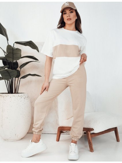 Bézs-fehér póló és tréningruha szett GLORS