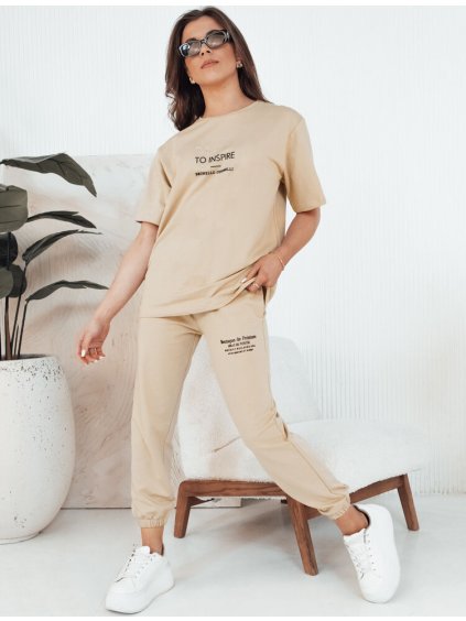 Bézs pamut póló és tréningruha szett SIPAN