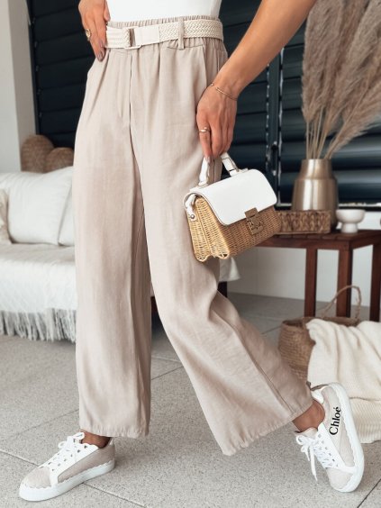 Világos bézs széles légies nadrág CHIMAS