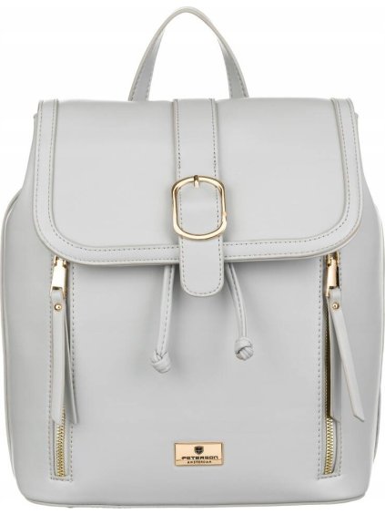 Peterson szürke stílusos hátizsák zsebekkel és húzózsinórral